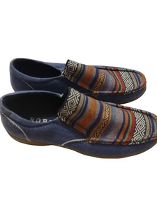 Roper Women's Southwestern Vamp Slip-On Shoes Moc 09-021-0191-2466 Blue Sz 9.5 - Picture 1 of 4