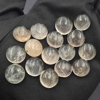 Natural Golden Rutile Quartz Round Cabochon Stone Lot 13.5-14.5 MM 165 CT 17 Pcs - Image 1 of 4
