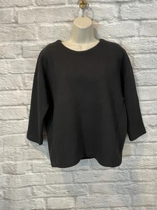 Everlane Scuba Top Boxy Pullover Sweatshirt 3/4 Sleeve Black Sz M - Picture 1 of 6