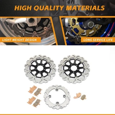 For Kawasaki Front Rear Brake Rotors Discs Pads ZX-6R Ninja 600 1998-2002 - Image 1 of 4