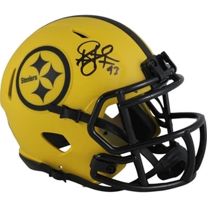 Troy Polamalu Autographed Pittsburgh Steelers Rave Mini Helmet Beckett 50266 - Picture 1 of 6