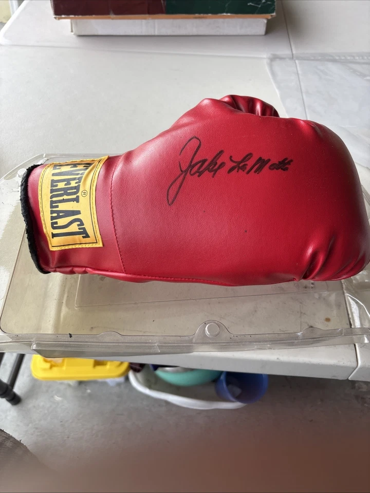 Jake LaMotta Raging Bull Autographed Signed Red Everlast Boxing Glove - Image 1 of 4