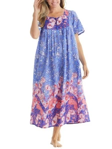 Only Necessities BLUE Border Short Lounger Dress - Plus Size 16/18 to 40/42 - Picture 1 of 3