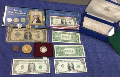 WASHINGTON NOTES & COIN LOT HORSE BLANKT-MOTTO & NO MOTTO-STAR-BARR-MASONIC & MO - Image 1 of 4