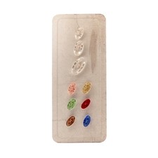 Vintage Czech glass buttons Sample card (9) Art Deco 1920's transparent oval