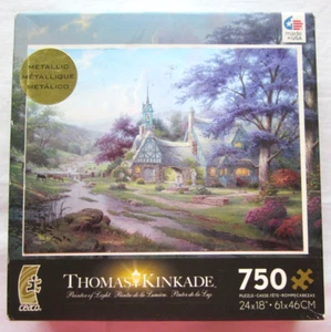 Ceaco Thomas Kinkade Metallic Clocktower Cottage 750 Piece Puzzle -New - Picture 1 of 5