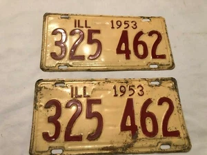 1953 Illinois Nummernschilder Ill 325 462 PAAR Bauernhof frisch 53 - Bild 1 von 2