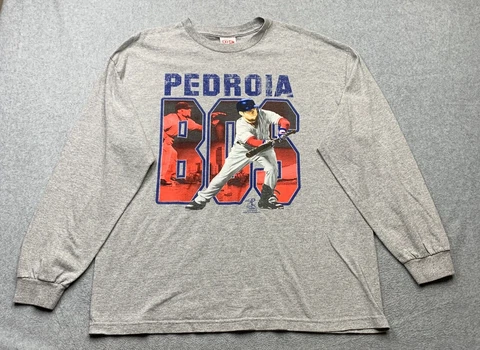 Boston Red Sox Shirt Dustin Pedroia Gray Long Sleeve Graphic Baseball Fenway XL Cover