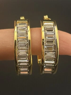 Pendientes de aro Swarovski corte baguette con estrás Foto 1 de 4