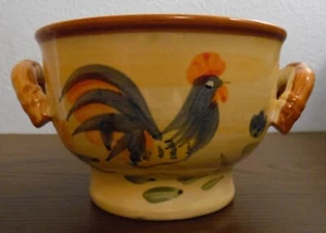 California Pantry Double Handled Ceramic Rooster Soup / Cereal Bowl 2007 Rustic - Picture 1 of 5