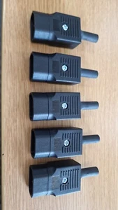 5 x IEC Male Inline Rewire-able C14 Kettle Lead Connector straight new - Picture 1 of 4