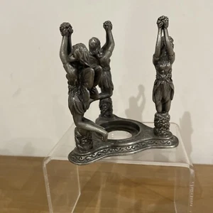 Faries Pewter Tea Light Candle Holder Fairy Fantasy Whimsical Floral - Picture 1 of 14