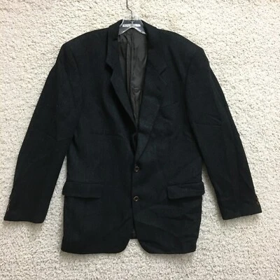Hugo Boss Blazer 40L Adult Black Two Button Lambswool Suit Jacket Sport Mens - image 1 of 4