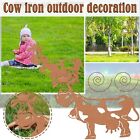 Garden Animal Metal Stake-Yard Art Decoration Lawn Ornaments Gift-Rust-Color Cow