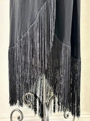 Y2K редкая новый с Ярлыками Nasty Gal черный Flapper длинная бахрома кисточки макси платье размер S - Изображение 1 из 4