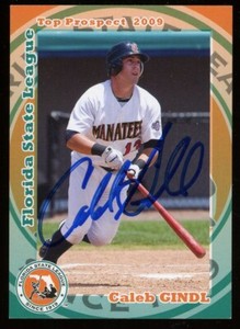 2009 Brevard Manatees CALEB GINDL Signed Card autograph AUTO BREWERS