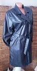Vintage MR Marcelle Renee Sleek Black Faux Leather PV Trench Jacket Coat Sz L
