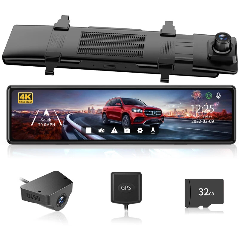 REDTIGER Dash Cam 4K Mirror Front and Rear Dash Cam Backup Camera