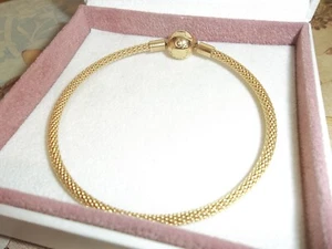 Genuine Pandora Yellow Shine Gold Moments Mesh Bracelet 566543 - 19cm - Picture 1 of 3