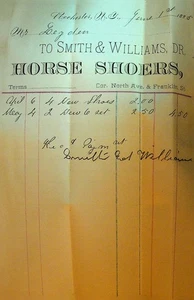 Smith & Williams Horse Shoers Horseshoes Letterhead Rochester NY June 1 1885 - Picture 1 of 1