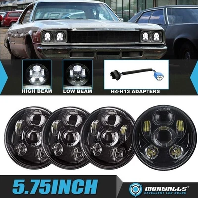 Faros LED redondos de 5,75" para Plymouth Fury 1958-1974 lámpara de haz alto/bajo Foto 1 de 4