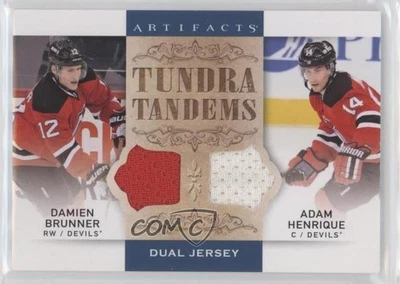 2014-15 Artifacts Tundra Tandems Blue Dual Jersey Damien Brunner Adam Henrique - Image 1 of 2