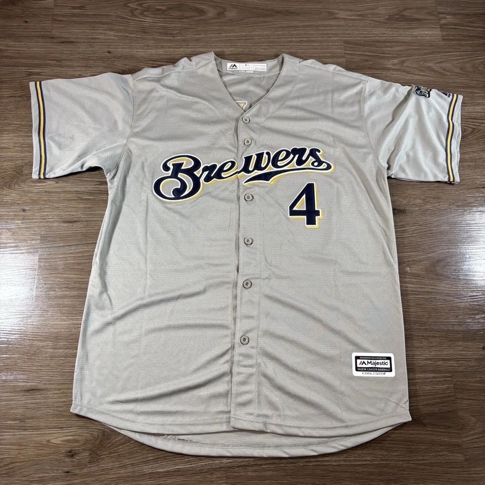 Camiseta de béisbol para hombre Milwaukee Brewers 3XL MLB Paul Molitor #4 majestuosa Foto 1 de 4