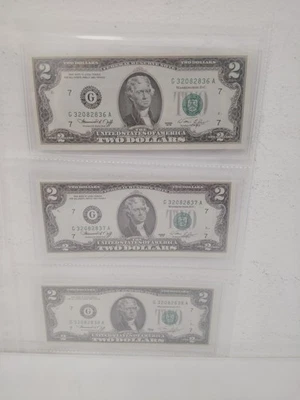 Lot Of 3 1978 $2 Consecutive Bills Uncirculated - Image 1 of 4