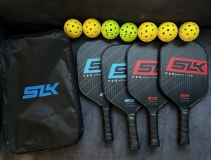 SLK Neo Graphite Pickleball Set - 4 Paddles, 7 Balls & Durable SLK Carrying Case - Picture 1 of 9