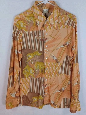 Редкий 70-х Kings Road Sears мужской диско величайшее шоу на Земле XL кинжал воротник - Изображение 1 из 4