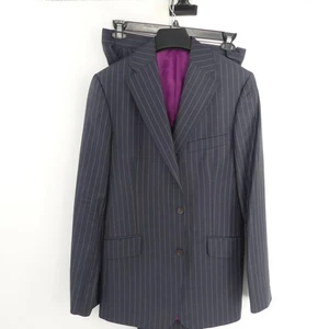 Bespoke Custom Tailored 2-Piece Zegna Wool Suit Gray Lavender Stripe 38L 32x32 - Picture 1 of 10