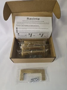Ravinte 5 Pack Gold Cabinet Pulls 3 Inch Brusehed Brass Kitchen Cabinet Handles - Picture 1 of 10