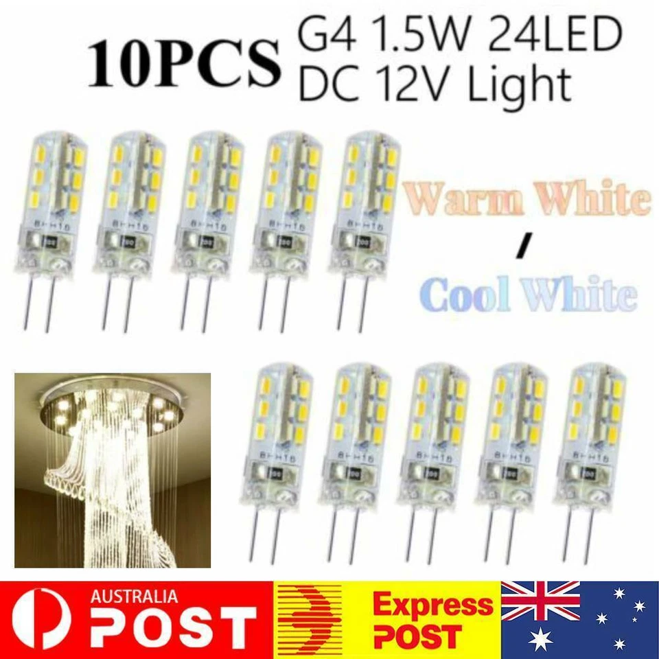 10Pcs G4 LED Light Bulb 1.5W Non-Dimmable Cool Warm White 110 Lumen 3200K DC 12V - image 1 of 4