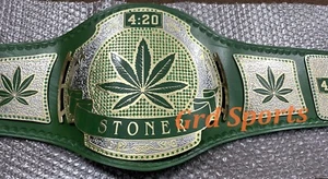 Cinturón Smoker Stoner Weed 420 Campeonato Mundial de Lucha Libre Doble Chapado en Oro - Imagen 1 de 5