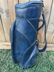 ⭐️Vintage Ram Carry/Cart 16 Way Bag⭐️Blue W/ Gold Trim Leather Bag⭐️ - Picture 1 of 17