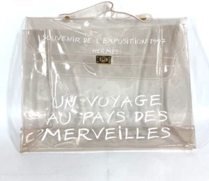 HERMES Vinyl Kelly 40 Clear Hand Bag Beach Bag 1997 Limited - Picture 1 of 10