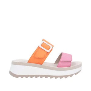 Damas Rieker Sport Rosa/Naranja Mula Plata Doble Correa W3050-38 - Imagen 1 de 11