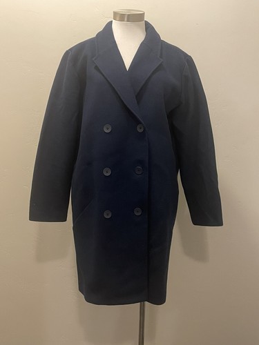 KATE SPADE Saturday blu navy lana doppiopetto bozzolo pavone tasche tg.M