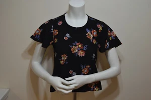 Women's REWIND Black Floral Short Sleeve Blouse Top Size Extra Small (XS) - Picture 1 of 7