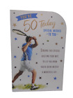You're 50 Today Happy 50th Birthday Card Tennis Player Scene Card Fifty