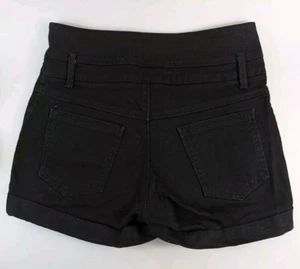 Miss Selfridge Black Stretch Denim High Waist Shorts 12 Waist 29in - Picture 1 of 3