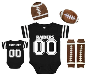 Las Vegas Oakland Raiders Personalized Uniform Jersey Newborn Baby Bodysuit - Picture 1 of 3