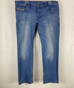 Jeans rectos ajustados regulares Diesel Safado 38x30 desgastados azul claro lavado ORZ16 - Imagen 1 de 11