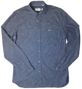 Lacoste Para Hombre Calce Ajustado Algodón Mangas Largas Botones - Azul Marino - CH6905-51-166 - Imagen 1 de 9