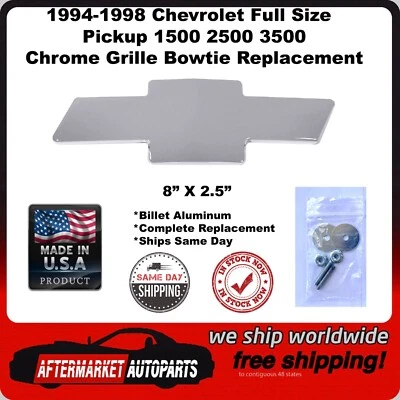 Gravata borboleta 94-98 Chevy tamanho completo caminhão 1500 2500 3500 grade alumínio cromado 96017C - Imagem 1 de 4