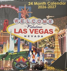 2026 2027 Las Vegas Hotel Casino 24 Month Wall Calendar Bellagio New York MGM - Picture 1 of 2
