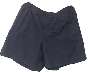 Columbia Womens Fishing Shorts Medium Blue Elastic Waist Zip Pocket Flat Front - Picture 1 of 10