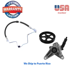 Power Steering Pump + Pulley & Power steering Hose Fit HONDA PILOT 2005-2008 AWD - Picture 1 of 7