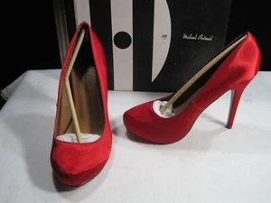 NEW Women`s Stillettos "MICHAELANTONIO" Red Satin Size 6.5 - Picture 1 of 4
