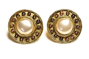 Vintage Chanel Paris Maison Gripoix Purple Glass Pearl Earrings - Picture 1 of 3